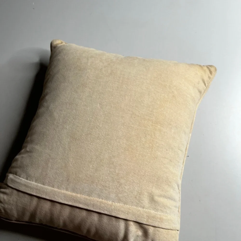 Loie Vintage Needlepoint Crane Bird Throw Pillow Velvet Back 10x10 Decorative